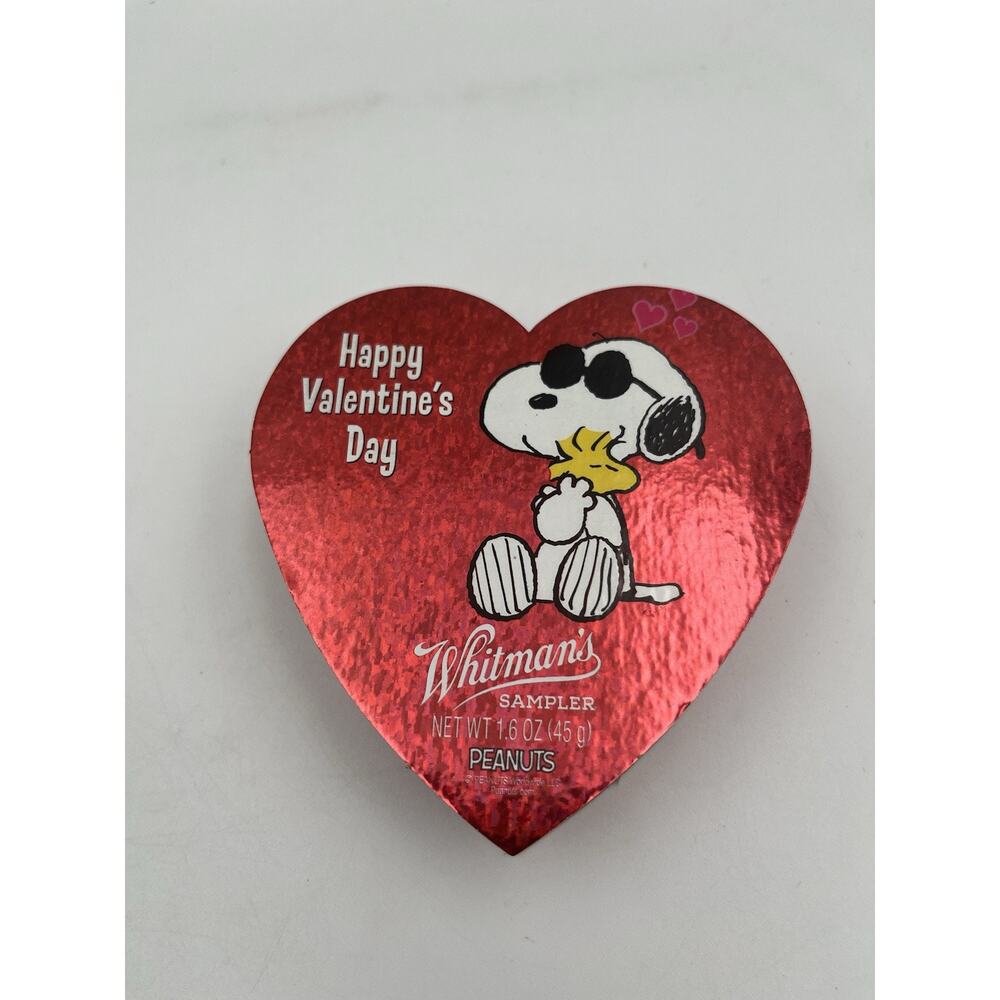 Whitman's Valentine Container w Peanuts Snoopy Woodstock Heart-shaped 4" Box